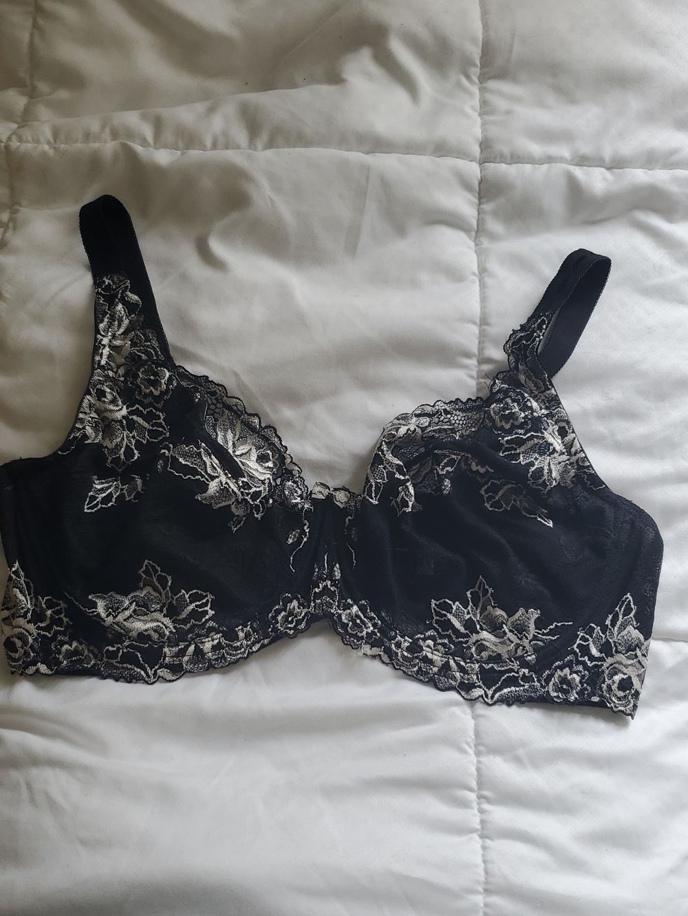 Felina Black and White Lace Underwire Bra